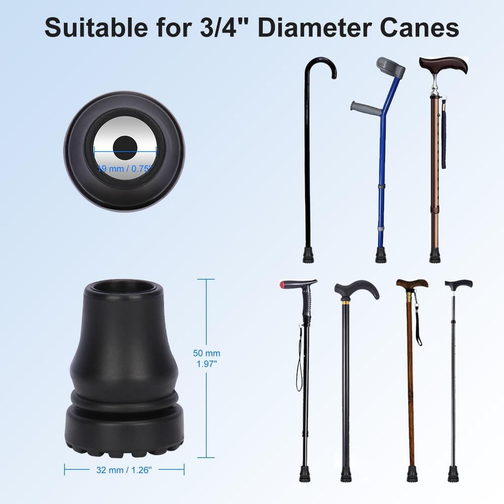 supregear Cane Tip (8-Pack), 3/4 Inch Diameter Non-Slip Replacement