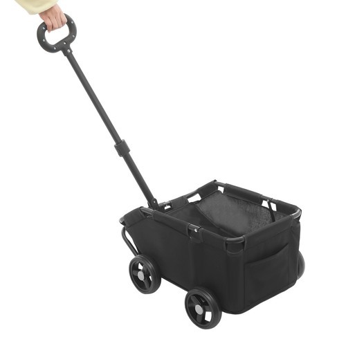 Black Dog Stroller Freestanding Folding Dog Cart Pet Stroller for Travelling