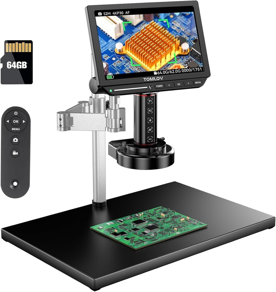 4K AutoFocus Digital Microscope 10" HDMI Soldering Microscope 2000x Flexible Arm