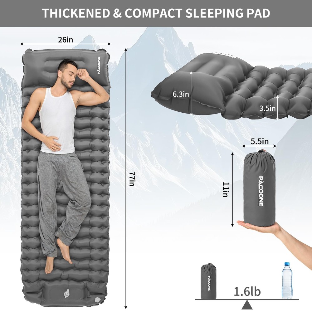 Camping Sleeping Pad, Connectable Design for Double Mat, Ultralight Inflatabl...