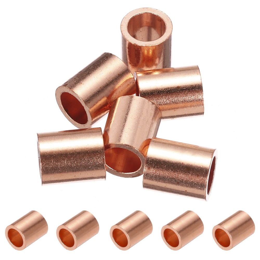 6pcs 3/16"/ 5mm Wire Rope Stop Sleeve Copper Crimping Loop Sleeve End Gold