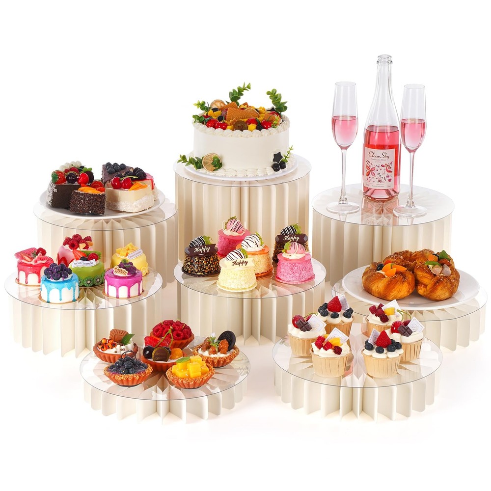 CHEGIF 8 Pack Buffet Risers and Stand, Foldable Food Risers for Buffet Table ...
