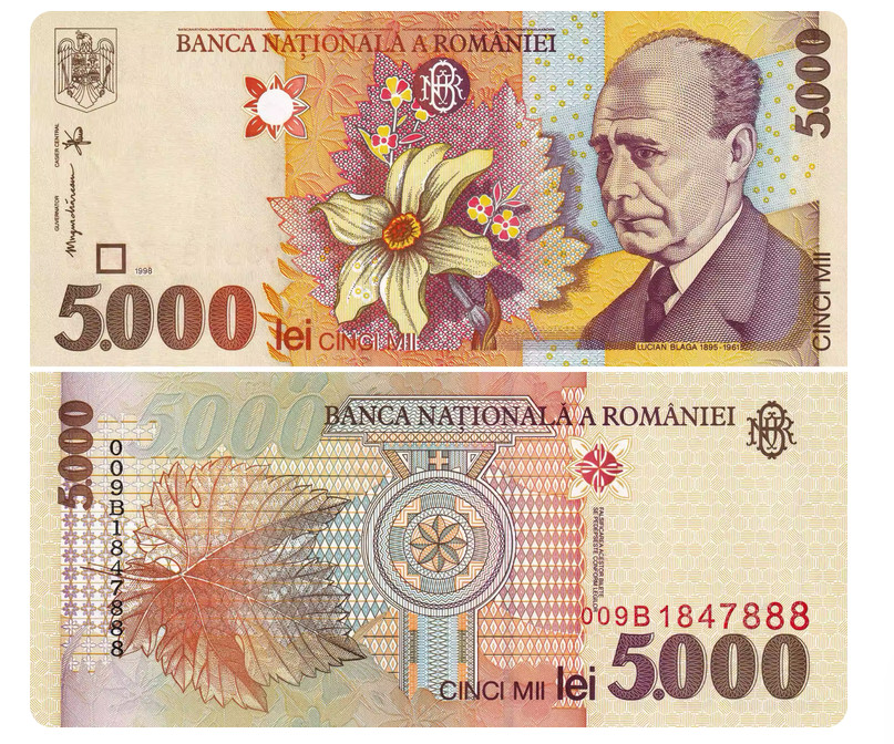 Romania 5000 Lei 1998 P 107 b UNC New Banknote