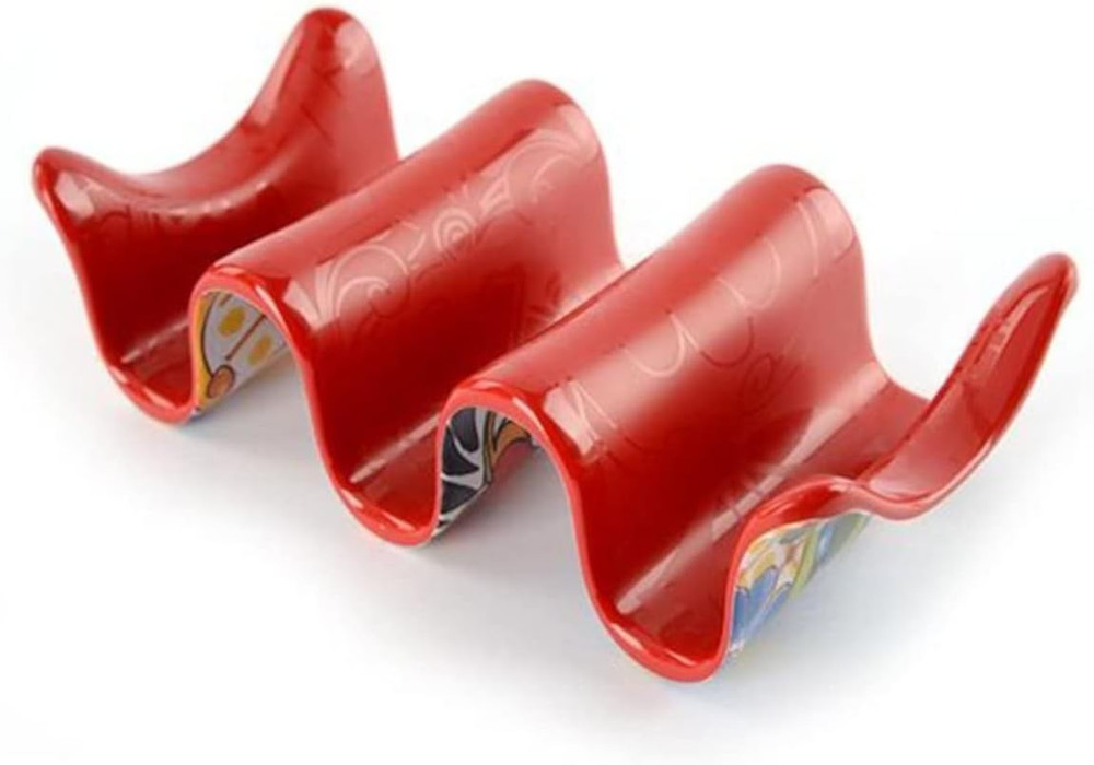 Red 3-Taco Holder Stand for Serving and Storage