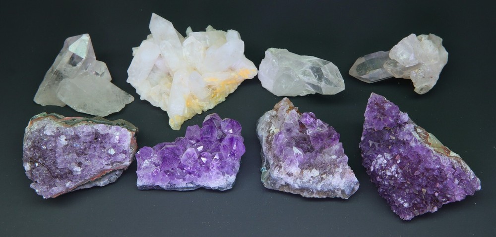 Crystal Cluster Amethyst Druzy Collection 8 Pc Quartz Crystal Points Specimens
