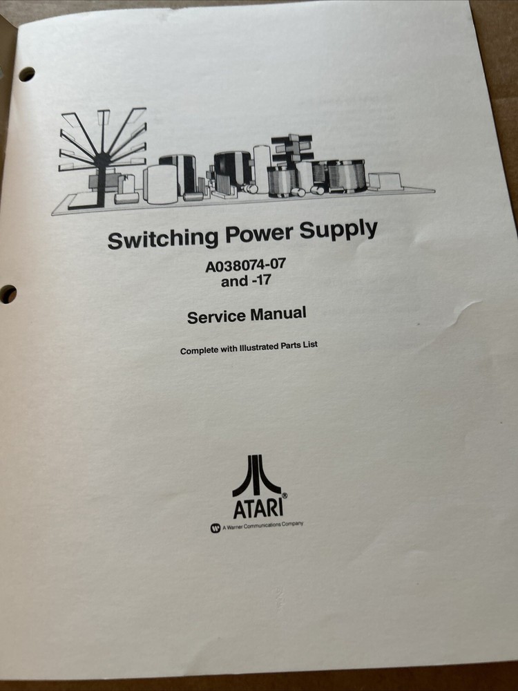 Original Atari Switching Power Supply arcade Video game manual