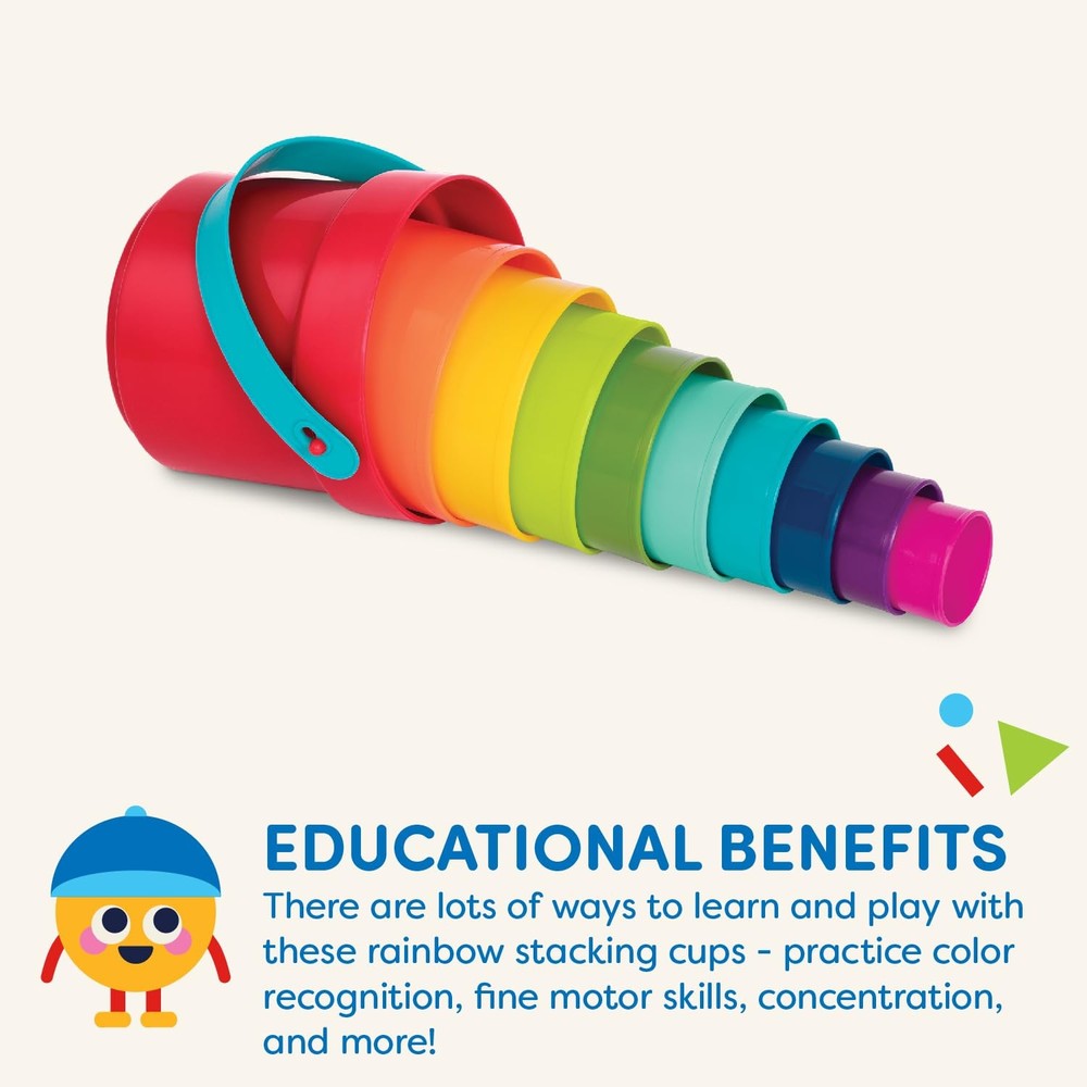 Battat Rainbow Stacking Cups Educational Toddler Toy Multicolor Playset
