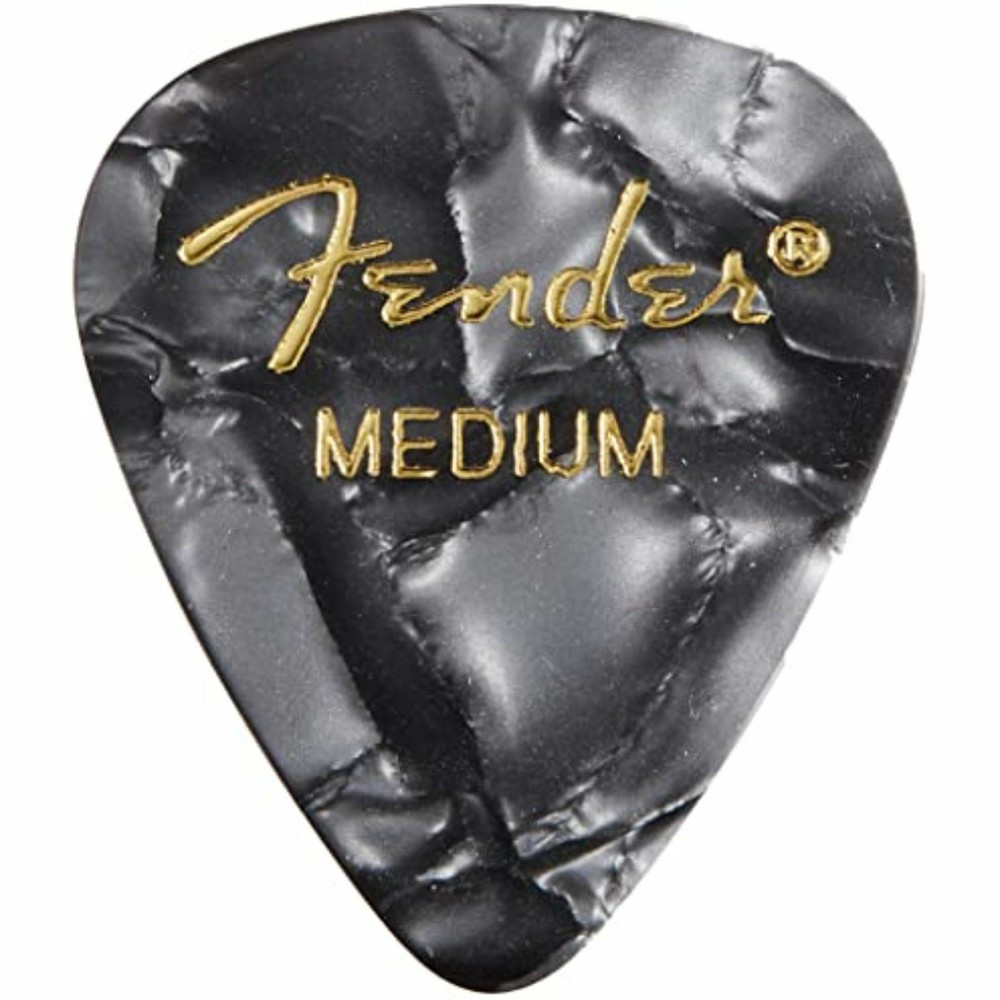 Fender 351 Shape Premier Celluloid Guitar Picks, Medium, Black Moto, 12-Pack