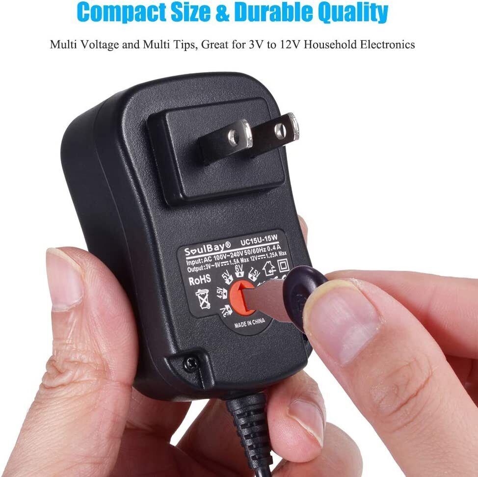 Universal AC to DC 3V~12V Adjustable Power Adapter Supply Charger Electronics