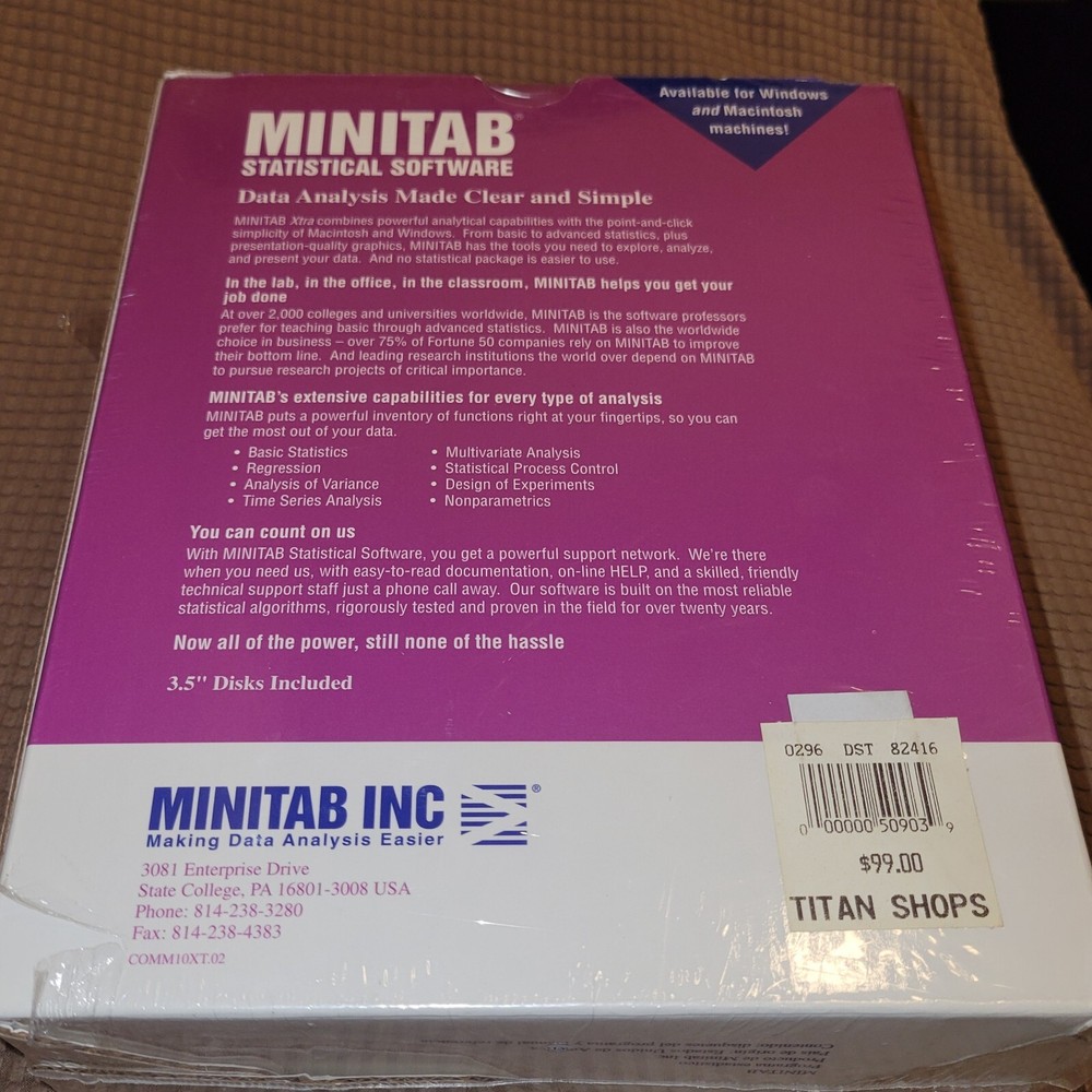 MINITAB Statistical Software Release 10Xtra for Macintosh & Power Macintosh NEW!