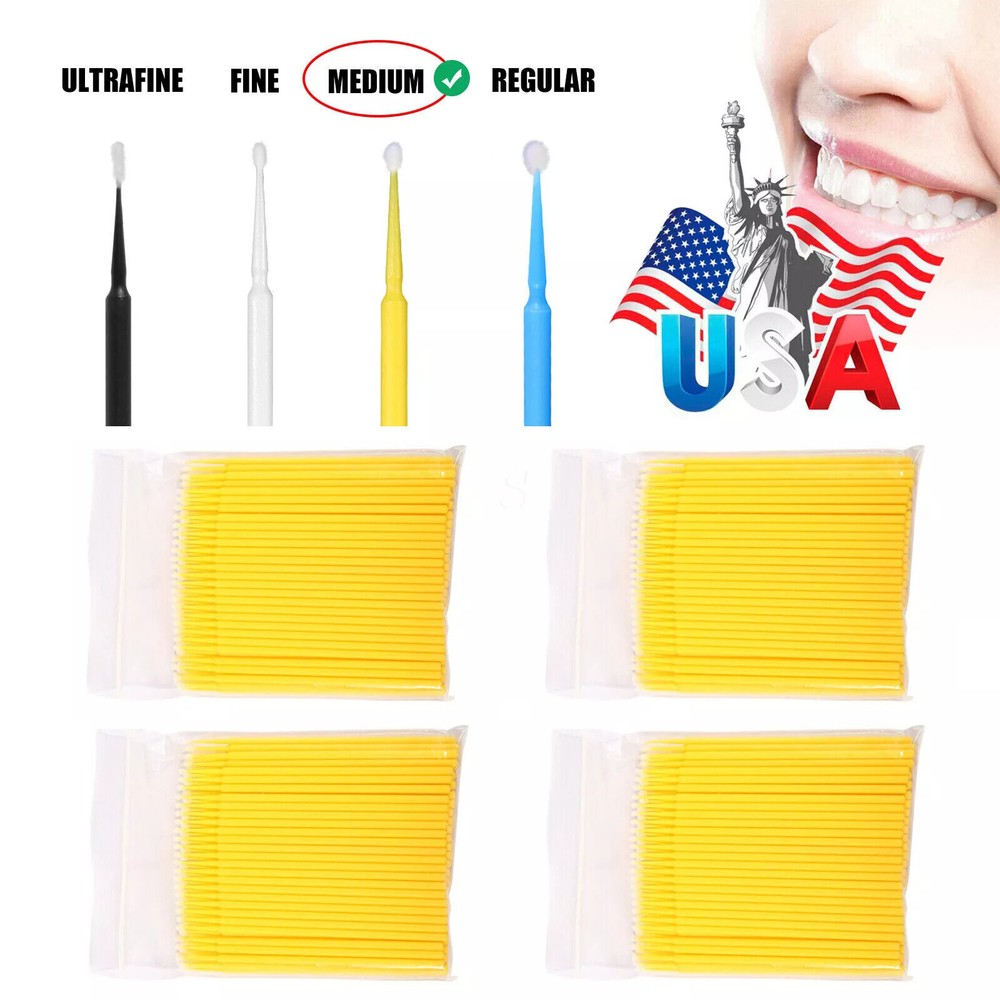 100 Micro Brushes Applicators Microbrush Dental (Regular,Fine,Super Fine) Eye st