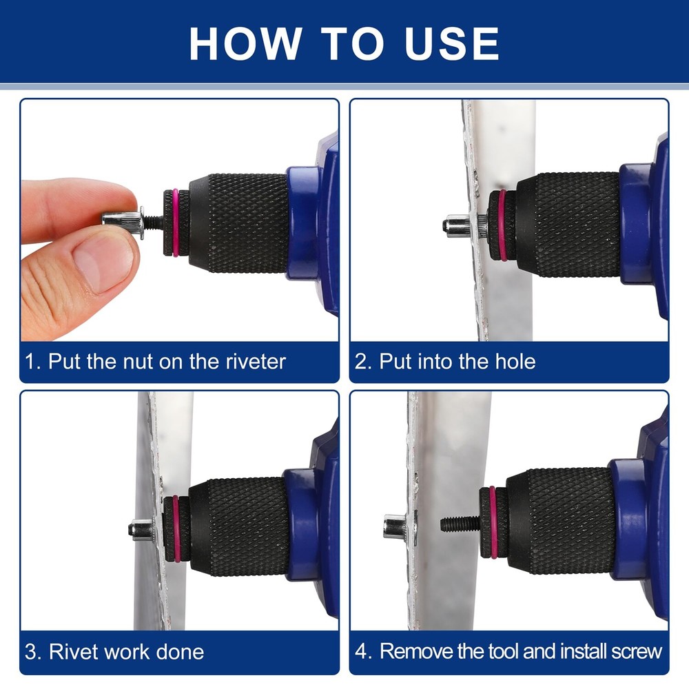 WORKPRO 50PC Rivet Nuts 1/4"-20 Flat Head Threaded Insert Stainless Steel Rivnut