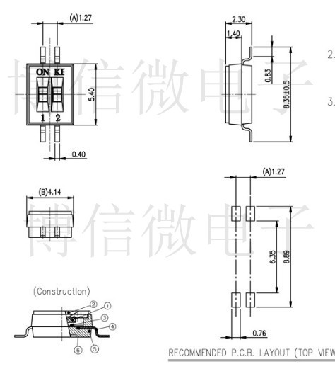 10pcs DSHP02TSGER SOP-4 1.27MM 2 Position way SMD Switch Coding Switch