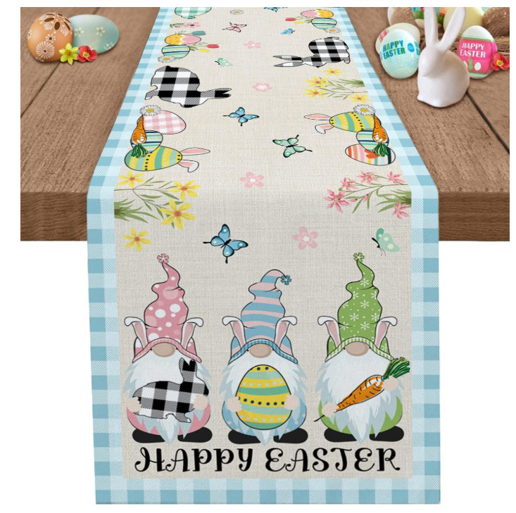 Easter Egg Table Runner 13X90 Bunny Gnomes SpringDecor Easter Table Cover Topper