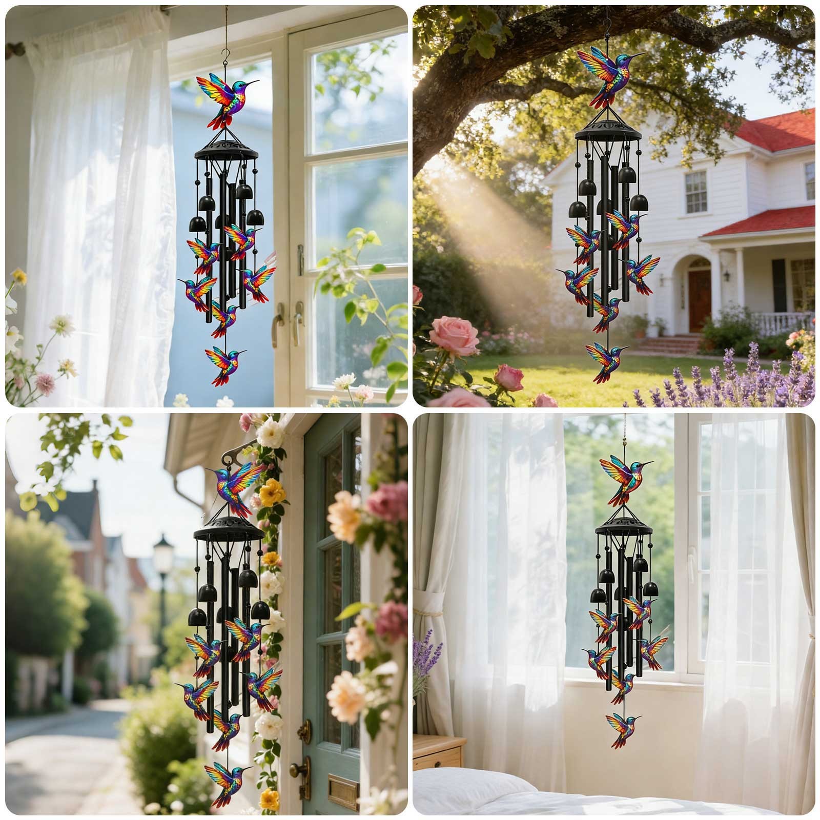 Hummingbird Memorial Wind Chimes Grandma Mom Garden Patio Sympathy Gift Outdoor