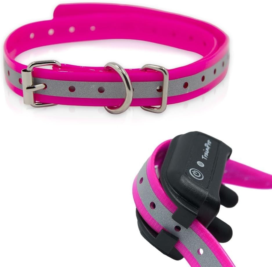 Adjustable 27.5" Pink Reflective Dog Training Collar Strap - Waterproof E-Collar