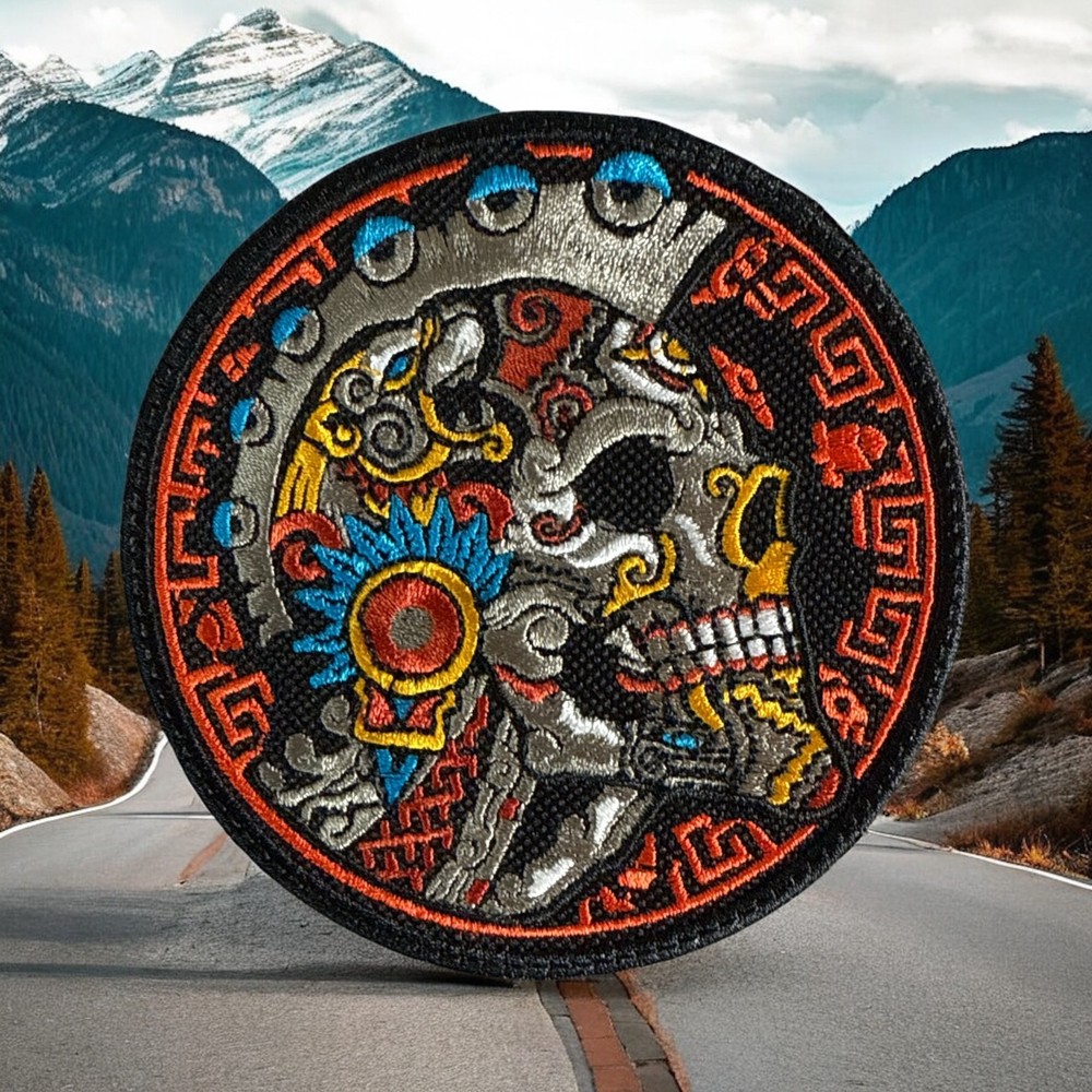 Aztec Skull Embroidery Patch 4.07" X 4.07"