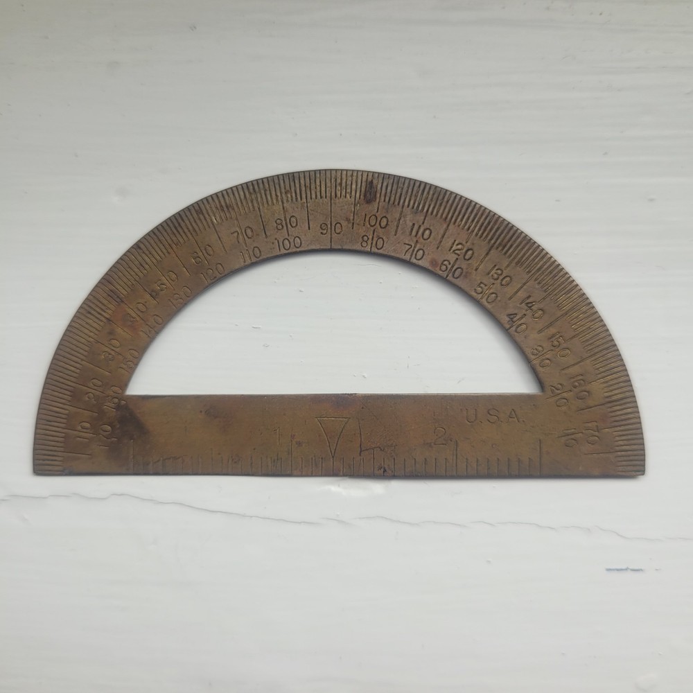VTG Brass Protractor 1930s Semicircular