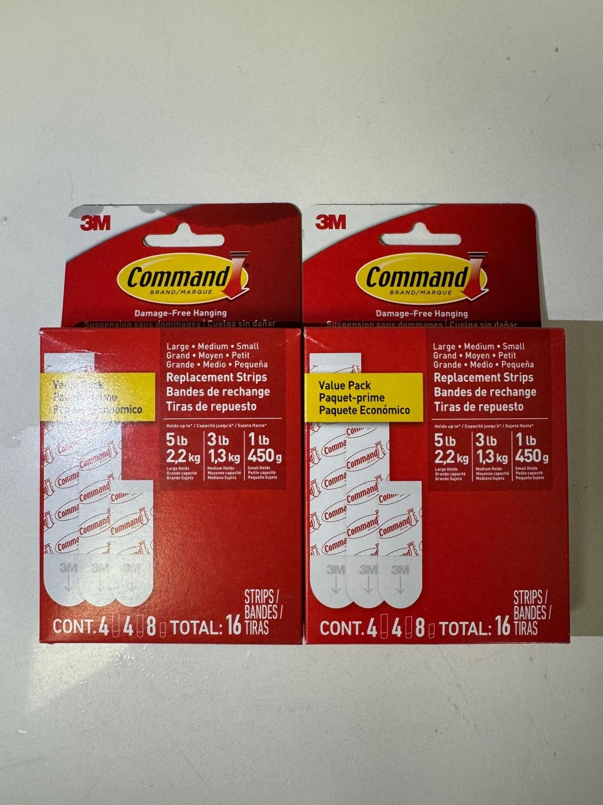 Command Damage-Free Adhesive Strips – Double Pack (8 Small, 4 Medium, 4 Large pe