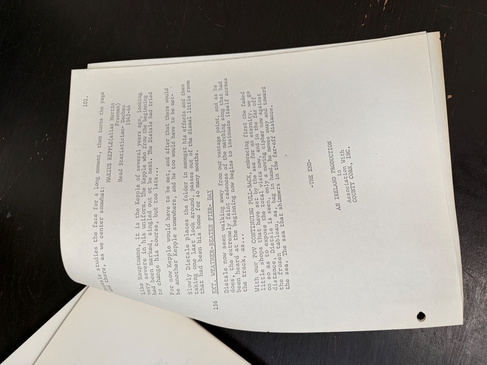 ALEJANDRO GRATTAN SCREENPLAY/SCRIPT MAELSTROM BASED ON "WHERABOUTS UNKNOWN" WWII