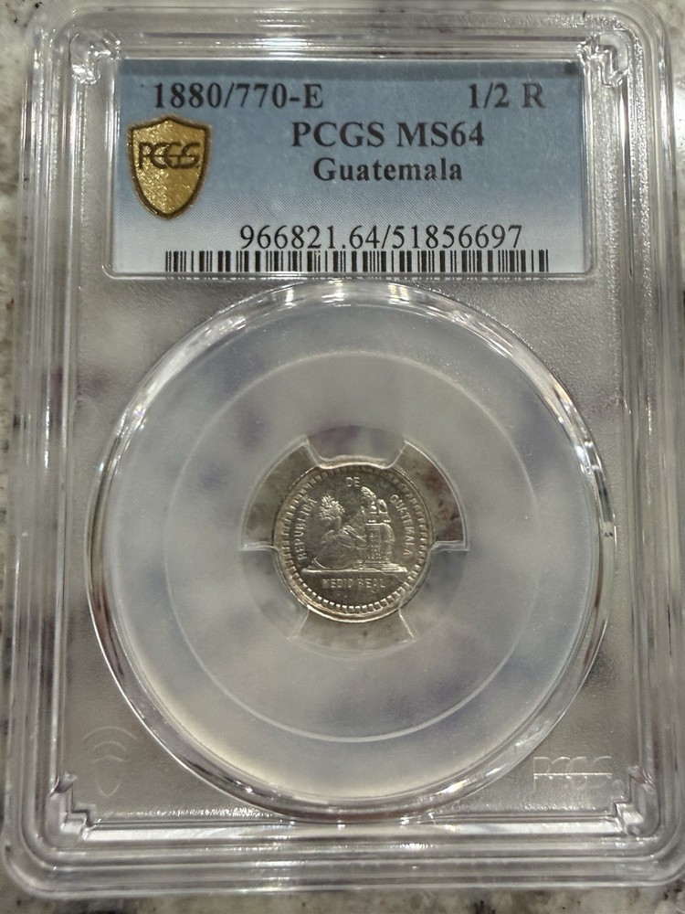 1880/770 E Guatemala 1/2 Real PCGS MS 64