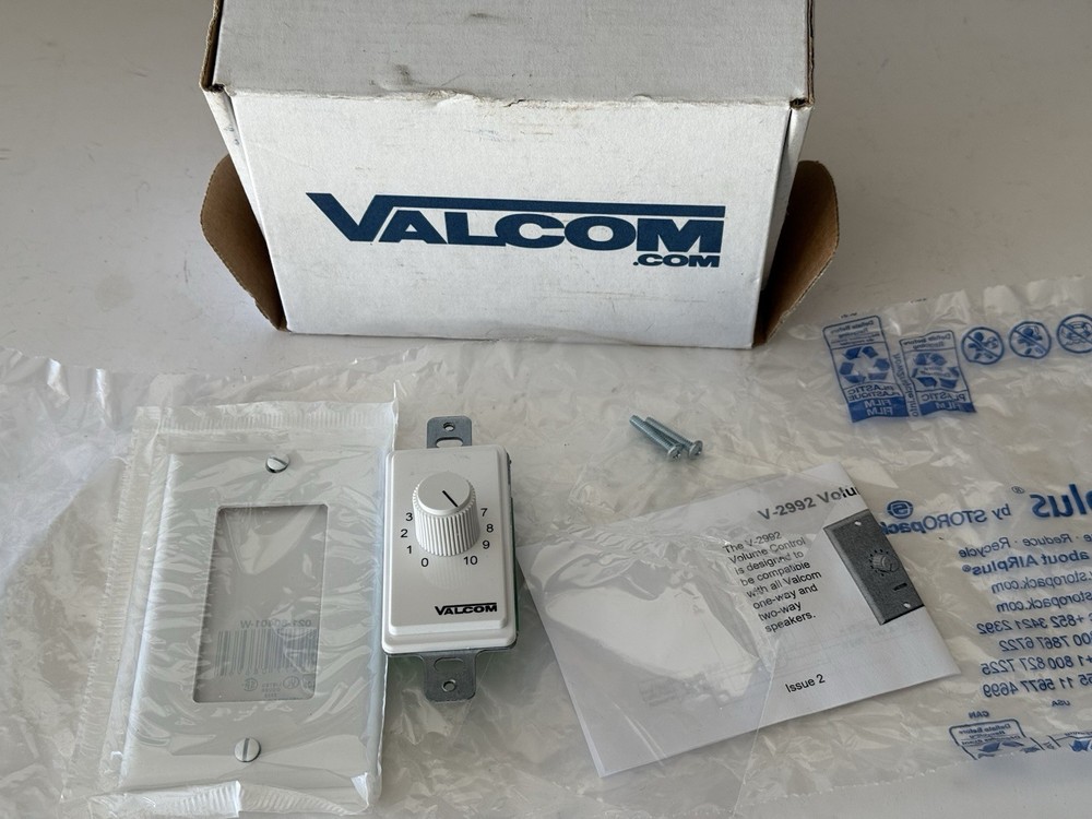 VALCOM V-2992-W WALL MOUNT VOLUME CONTROL, DECOR White
