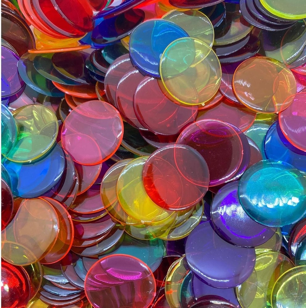 MR CHIPS Plastic Bingo Chips for Games 1000 Count Bag - Solid and Transparent Co