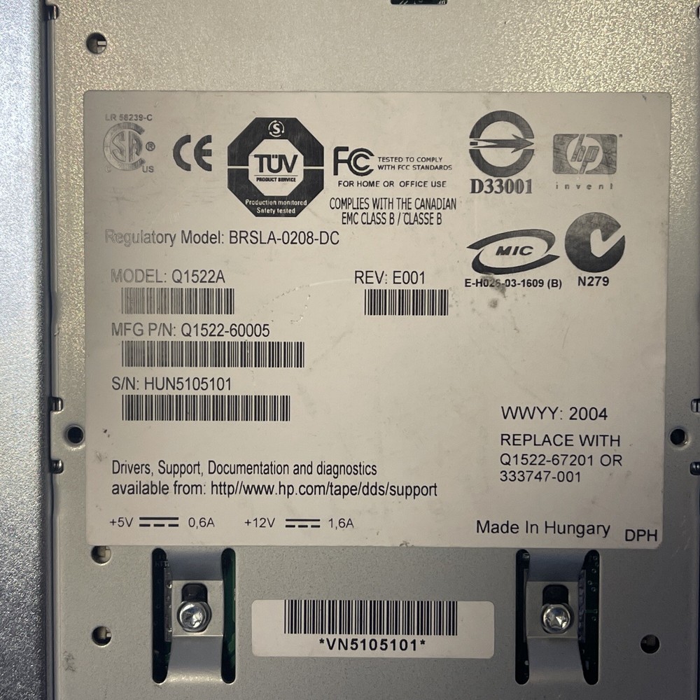 HP STORAGE WORKS DAT 72 DIGITAL DATA STORAGE Q1522A