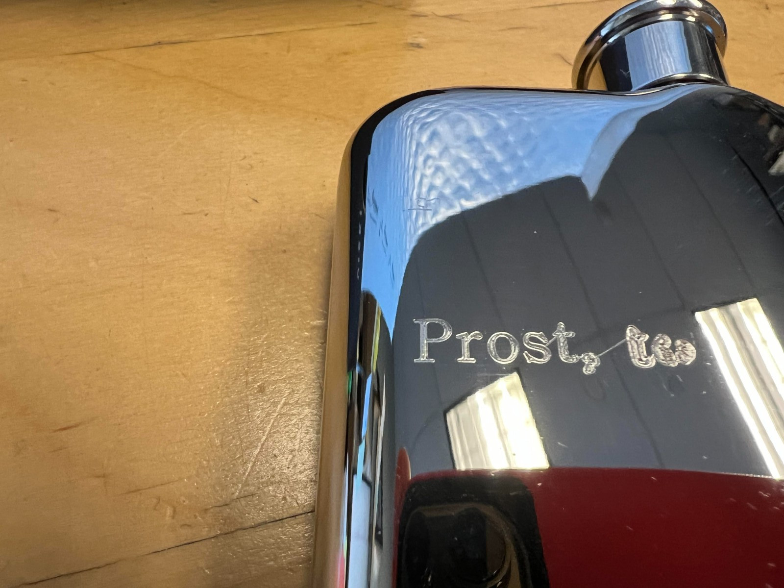 Viski Stainless Steel 6 oz. Silver Flask 10979 engraved