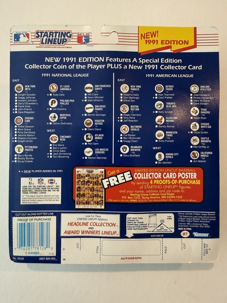 💥⚾️ 1991 TIM RAINES Chicago White Sox Starting Lineup ⚾️💥