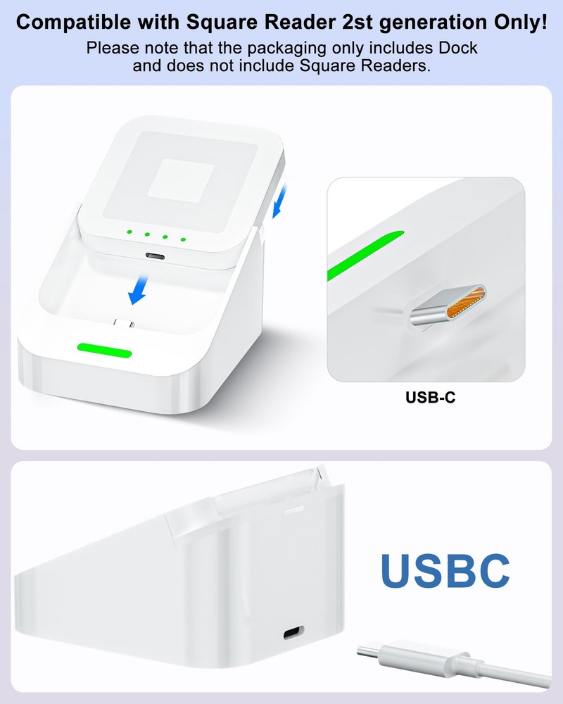 2nd-Gen Square Card Reader Stand for Square Reader Dock 2nd Generation POS S...