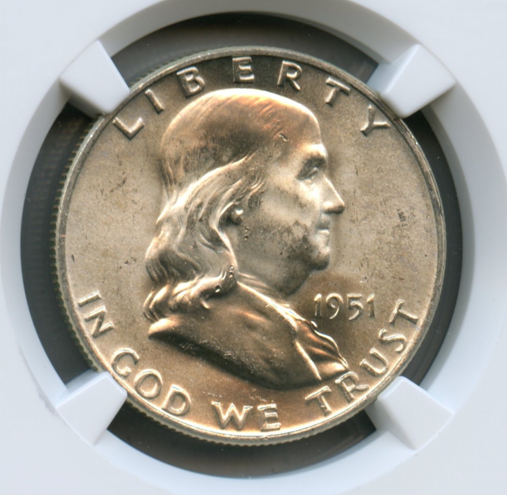 1951 D Franklin Silver Half Dollar NGC MS 64