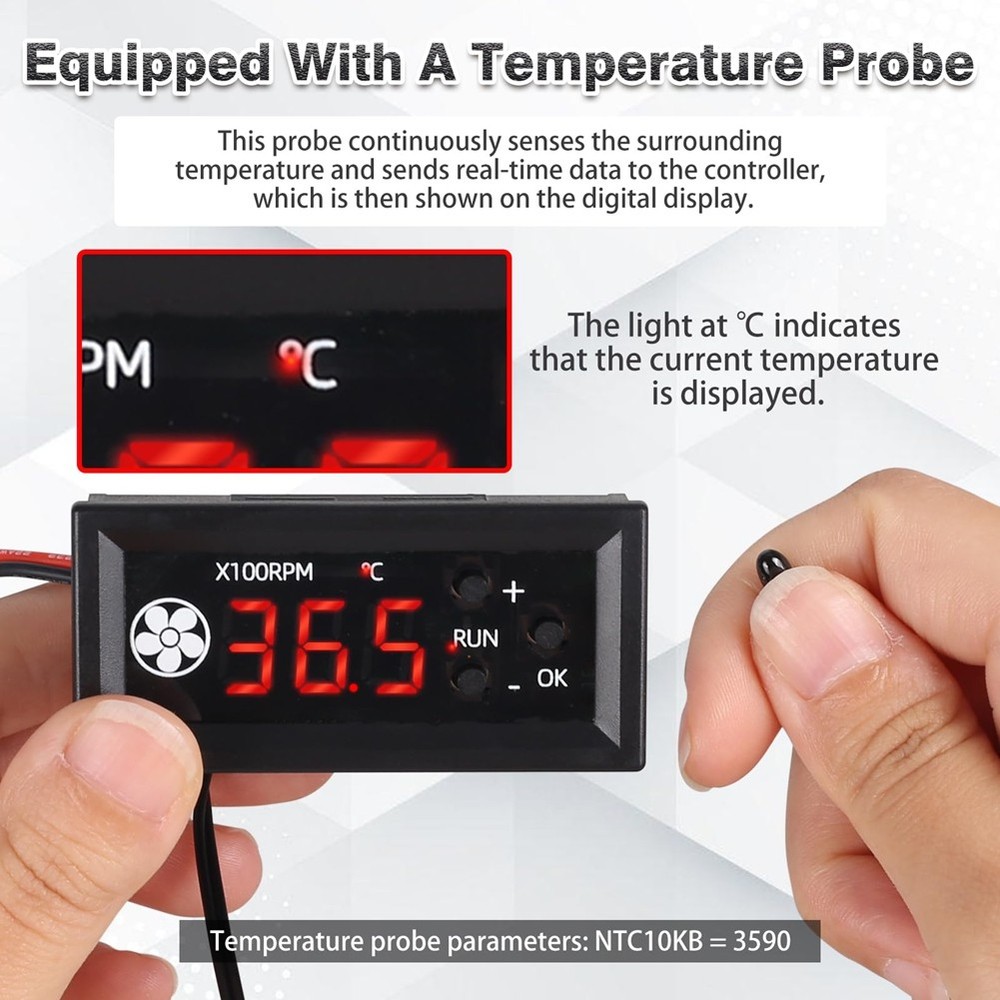 Fan Temperature Controller,DC 12V PWM 4-Wire Fan Speed Controller Module2990