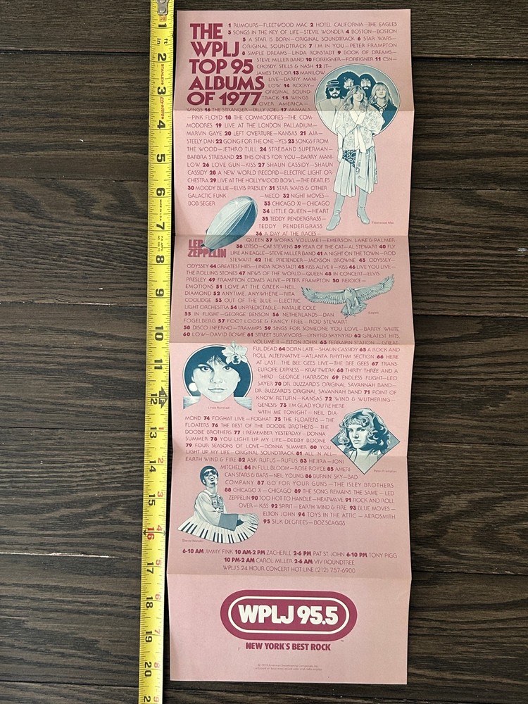 KISS Radio Survey Love Gun Top Albums 1977 WPLJ Vintage Kiss Aucoin Stevie Nicks