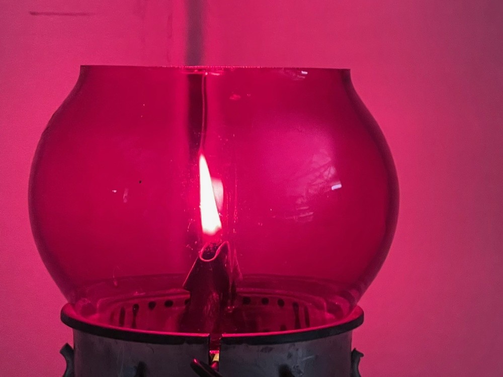 Red Corning Short Globe For Railroad Lantern