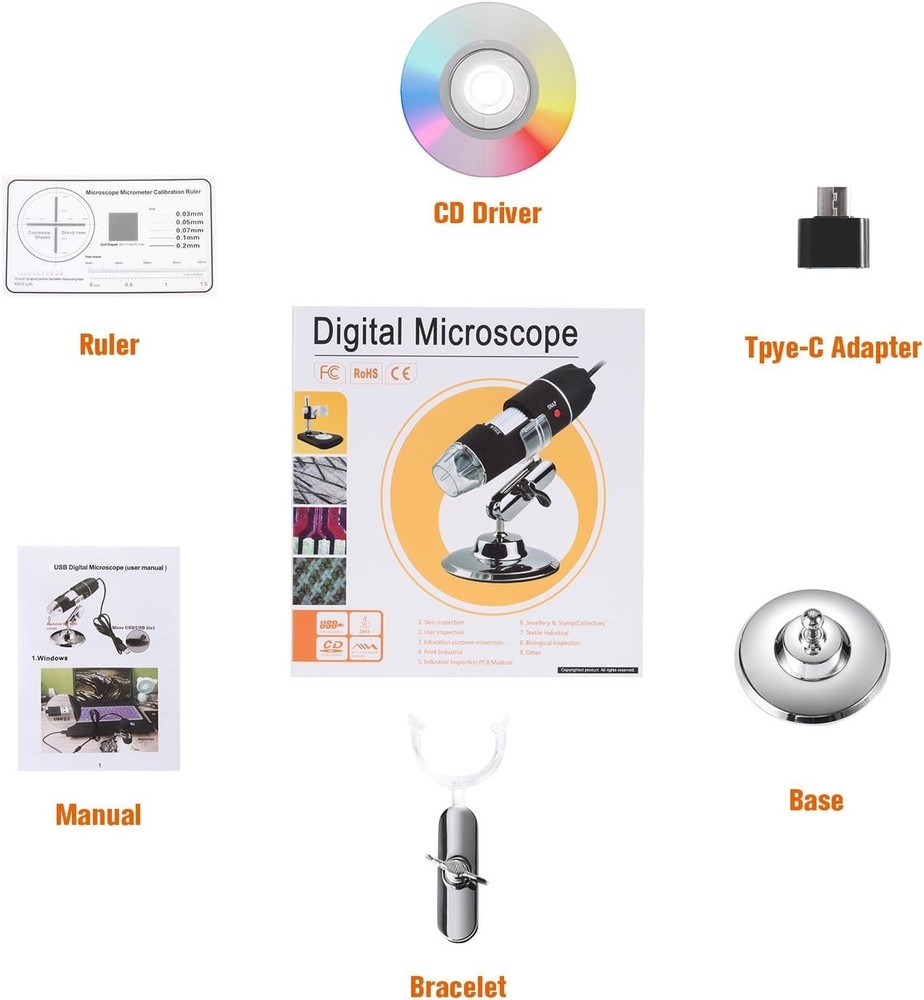 Versatile USB Microscope 40X-1000X with LED Lights for Educational Insights