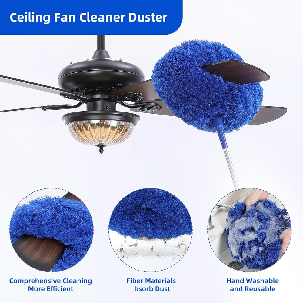 Microfiber Duster for High Ceiling Fan Blades, Cobweb with Extension Pole Adjust