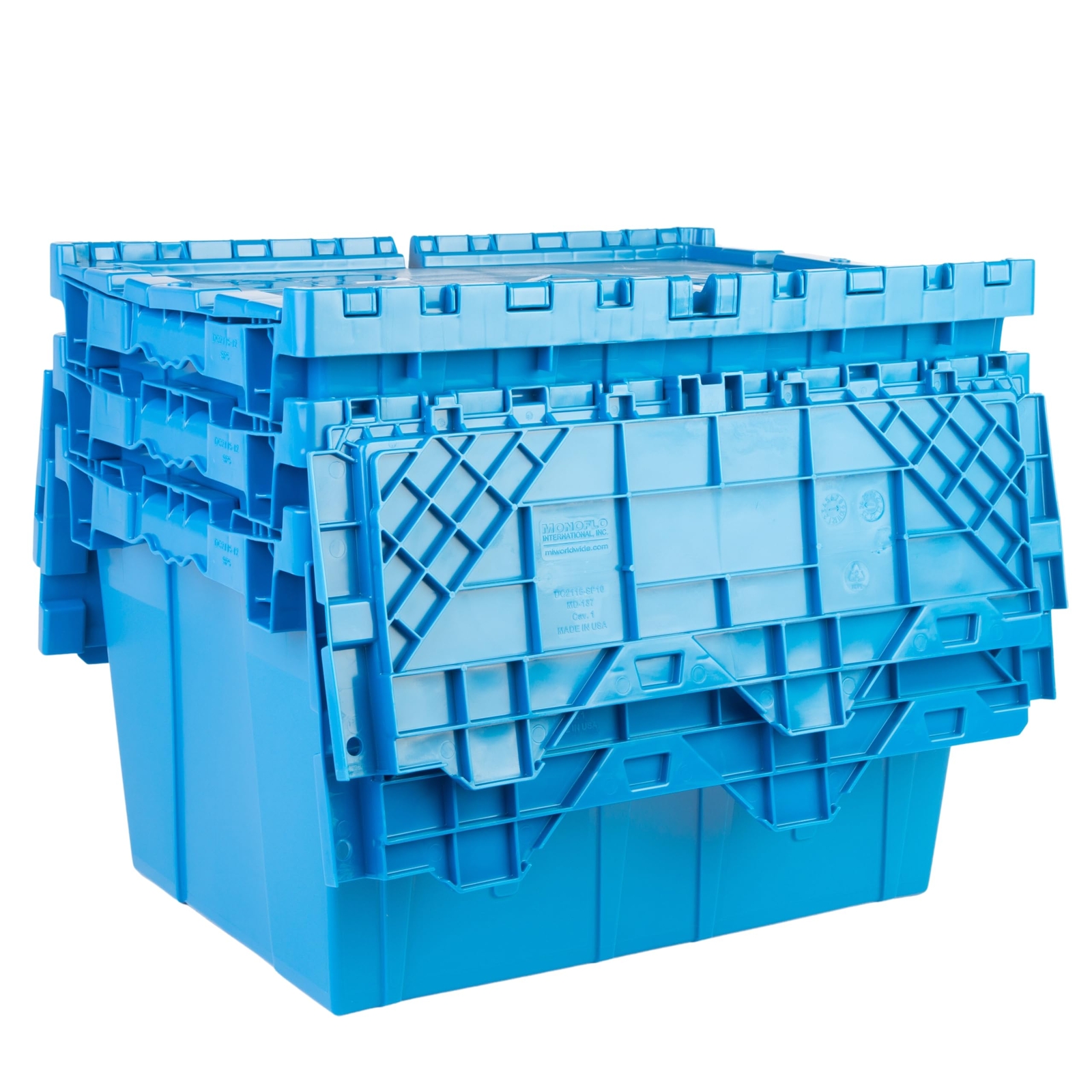 Hudson 21.9x15.2x12.8” (12.7 Gal, 3 Pack) Storage Tote with Hinged Attached Lid