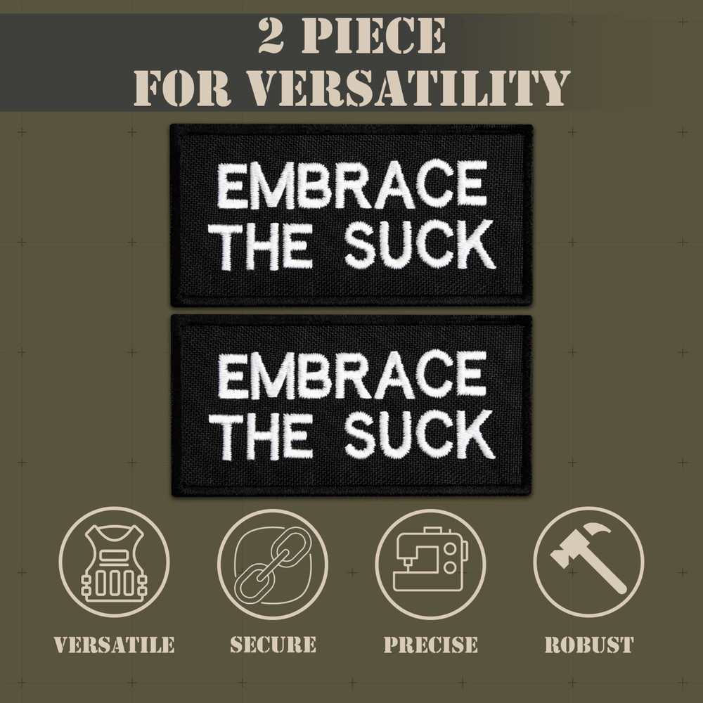 2Pcs Embrace The Suck Patch Set, Embroidered Hook and Loop