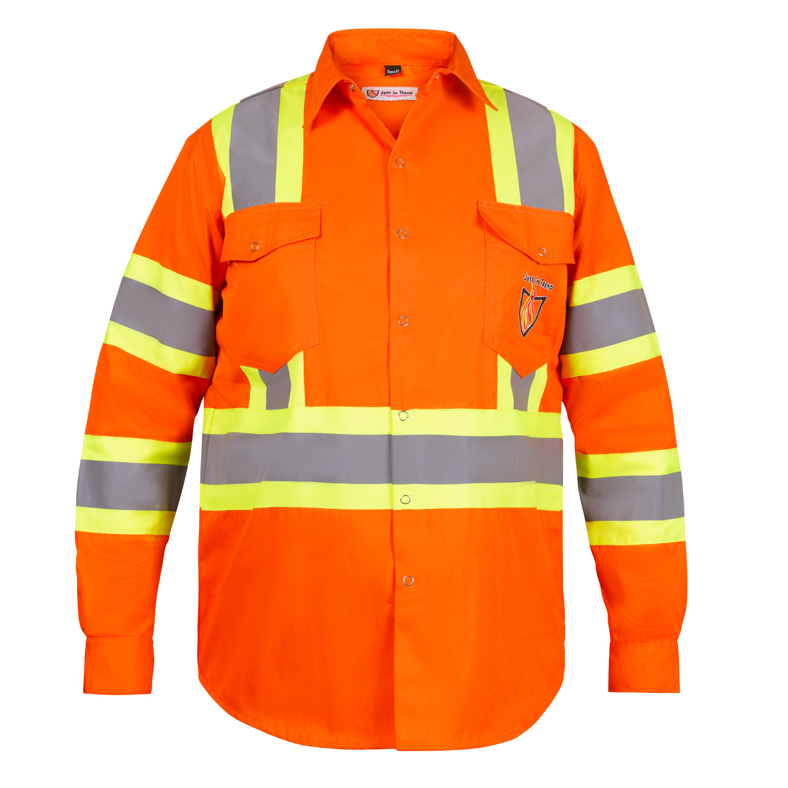 Premium Class 3 High Visibility Hi Vis Safety Shirt - Full Sleeve-65% C35% N-6oz