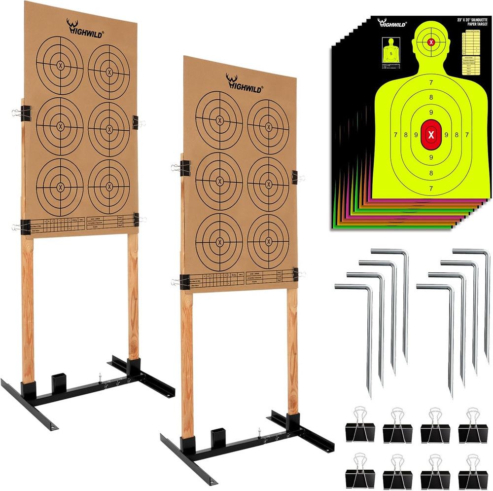 H Shape Adjustable Target Stand Base for Paper Shooting - 2 Pack