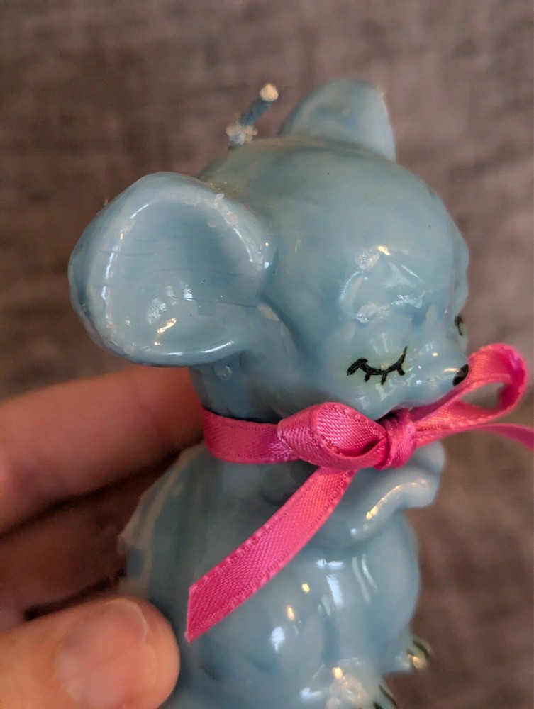 Vintage Blue Wax Mouse Candle
