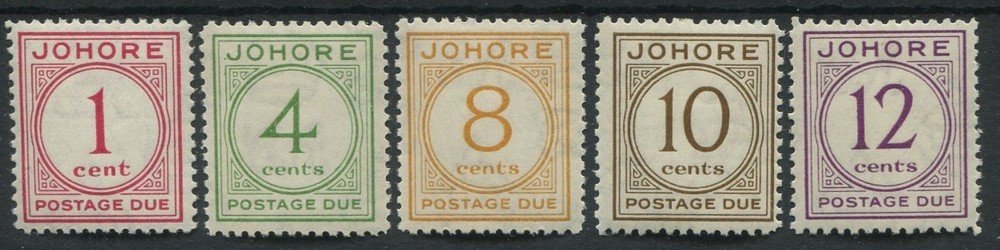 MALAYA JOHORE 1938 D1/D5 LIGHTLY HINGED
