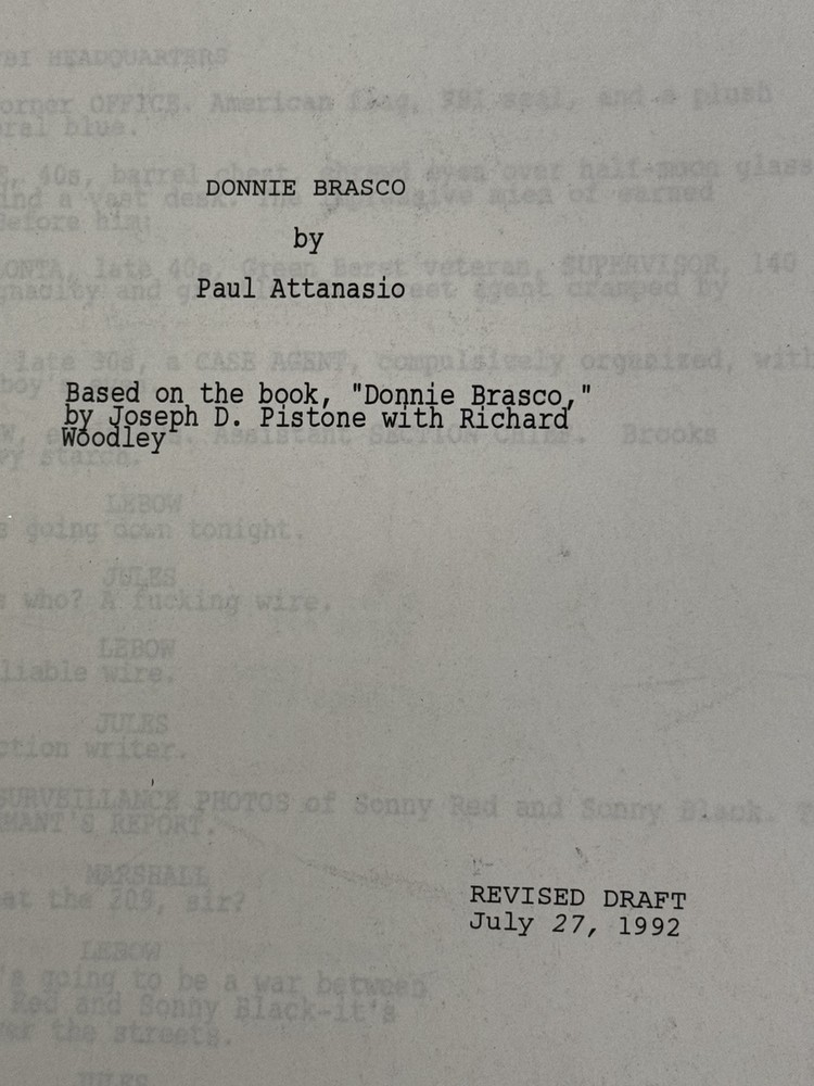 1992 Revised Draft DONNIE BRASCO by Paul Attanasio SCRIPT SCREENPLAY