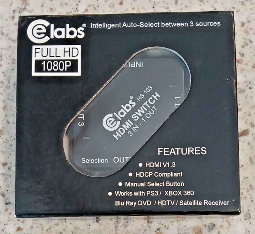 CE LABS HS103 HDMI Intelligent Auto Select Adapter, 3 Input, NOB