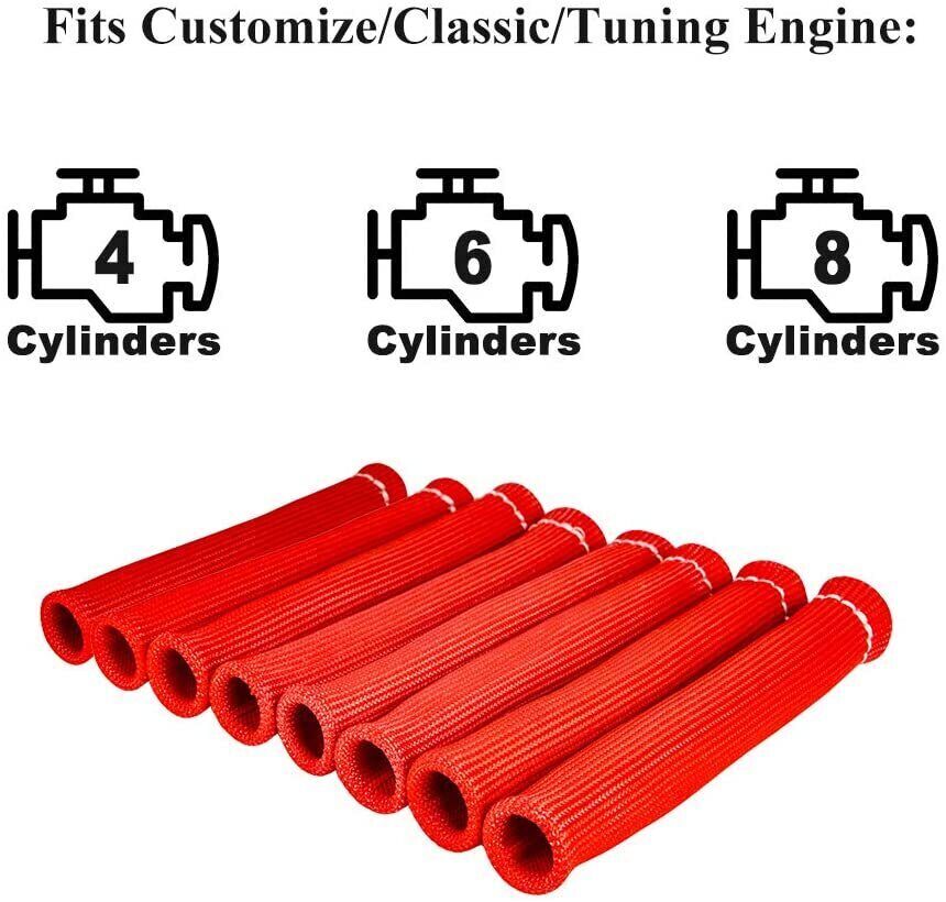 8 Spark Plug Boot Protector 2500° Spark Plug Heat Sleeve Wire Covers Header Boot