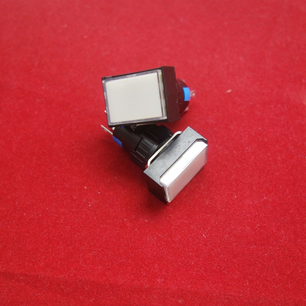 2PCS 16MM Retangular White LED ILLUMINATED Momentary PUSH BUTTON 2NO/2NC 2POLES