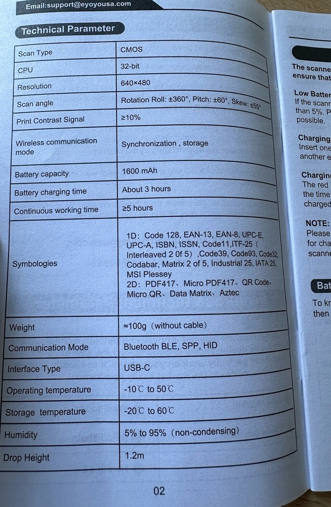 Eyoyo 1D 2D Phone Back Clip Cover Barcode Scanner Bluetooth Bar Code Reader