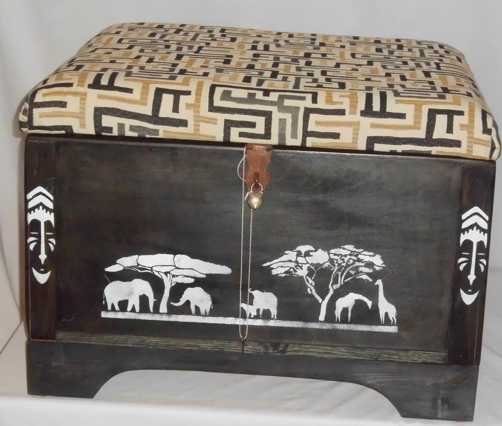 Ebony Ottoman/ Storage Box ( Primitive)