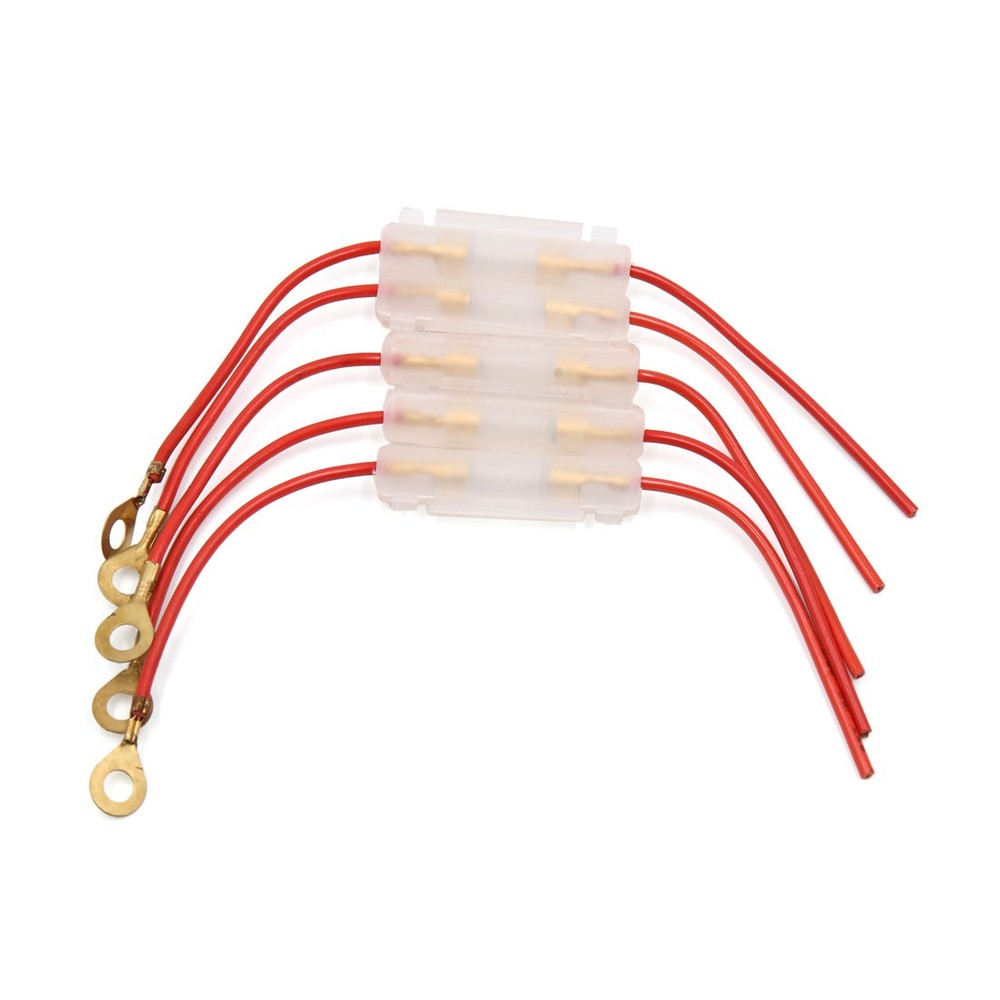 5Pcs Universal Red Wire Clear Plastic Shell Cap Wired Inline Fuse Holder 10A
